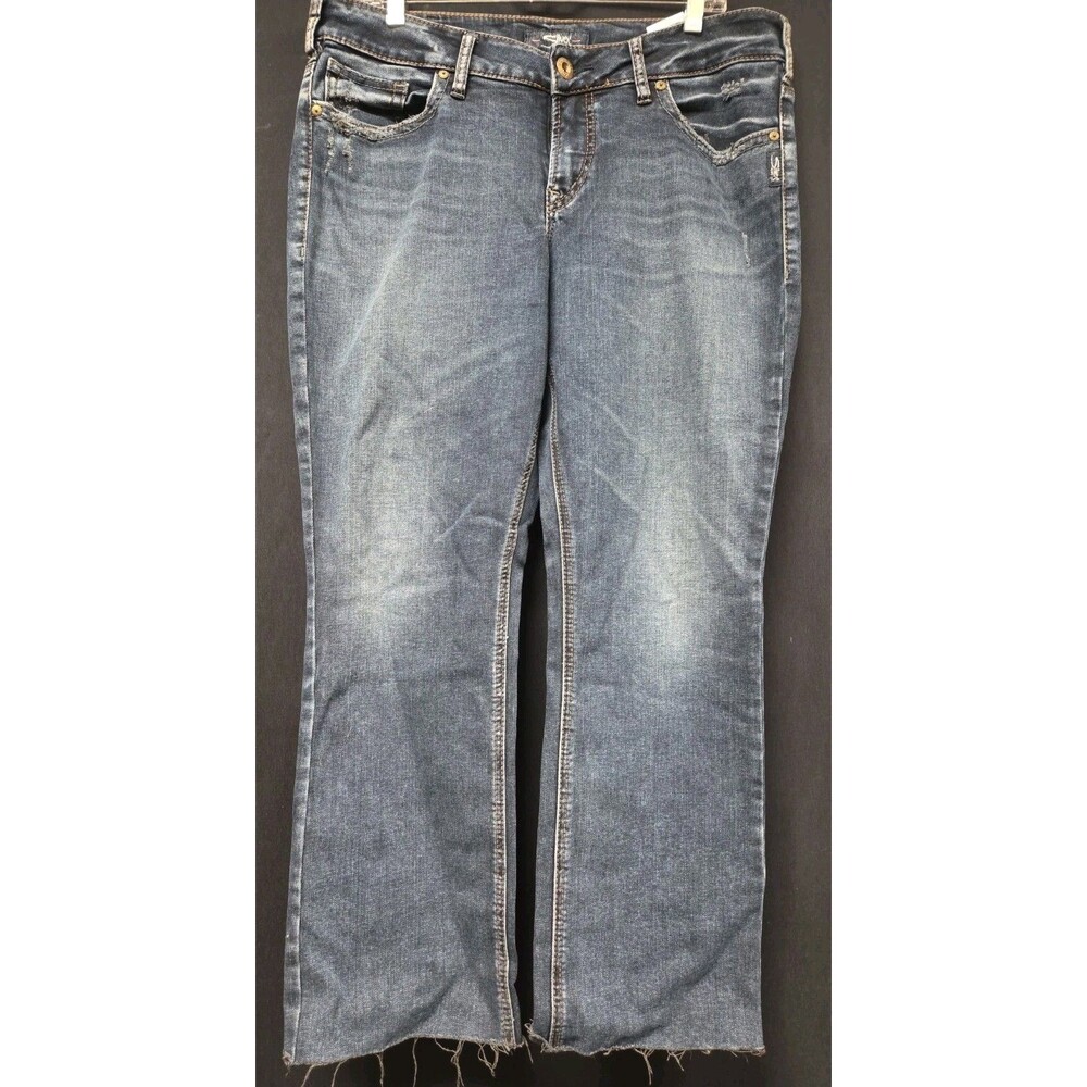 Silver Jeans Co Suki Mid Slim Boot Women Size 16 Blue Denim Mid Rise Excellent